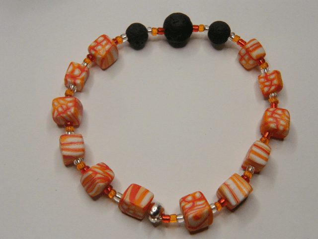 Perles Rouge/Orange/Blanc