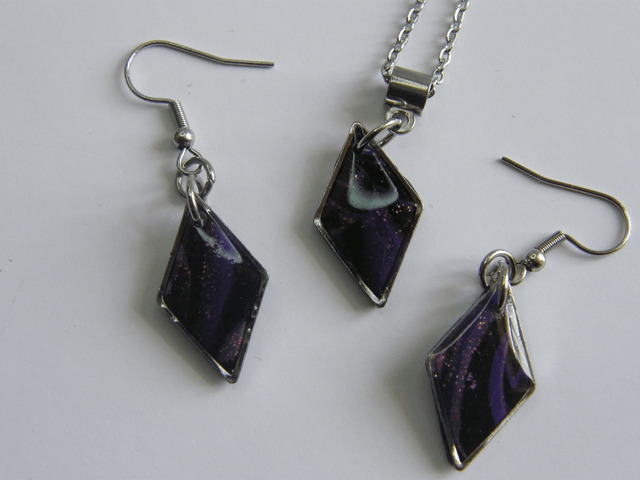 Losange Noir/Violet/Rose pailleté