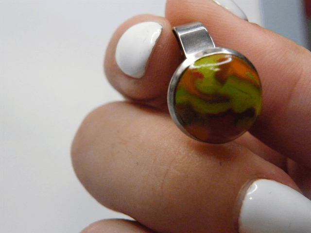 Cabochon Vert/Marron/Orange/Rouge