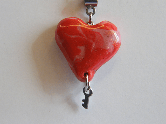 Coeur Rouge pailleté/Blanc