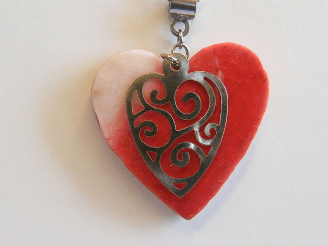 Coeur Rouge/Blanc pailleté
