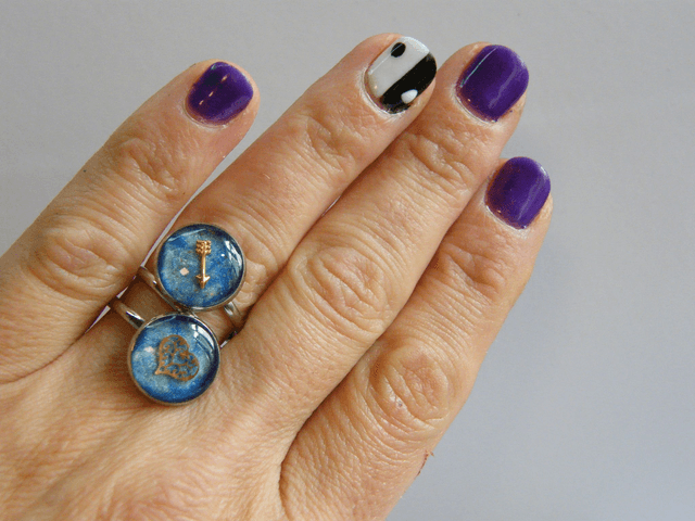 Double cabochon Bleu