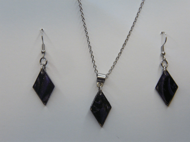 Losange Noir/Violet/Rose pailleté