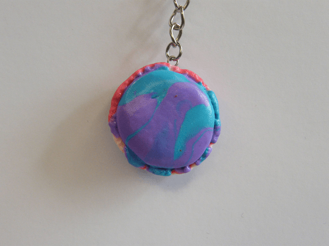 Macaron Turquoise/Violet marbré
