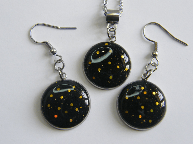 Cabochon Noir pailleté