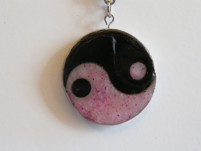 Yin Yang Noir/Rose pailleté