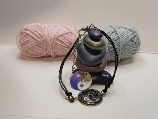 Cabochon Noir/Gris/Blanc
