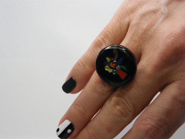 Rond Noir/Multicolore