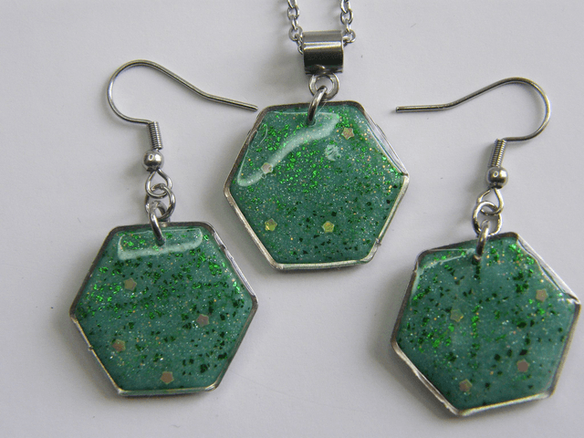 Hexagone Vert pailleté