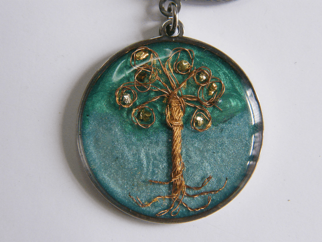 Arbre de vie Cuivre Vert/Bleu