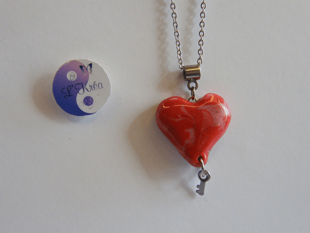 Coeur Rouge pailleté/Blanc