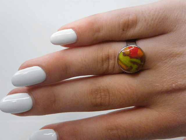 Cabochon Vert/Marron/Orange/Rouge