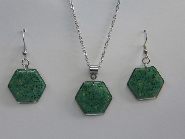 Hexagone Vert pailleté