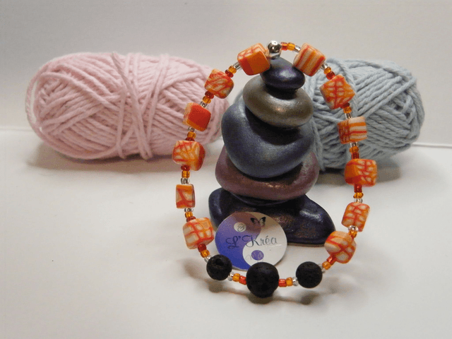 Perles Rouge/Orange/Blanc