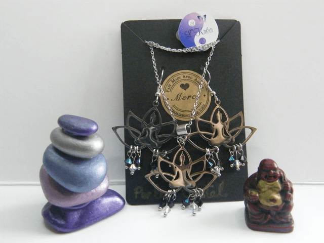 Bouddha Perles Cristal Noir/Blanc