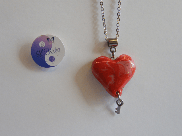 Coeur Rouge pailleté/Blanc