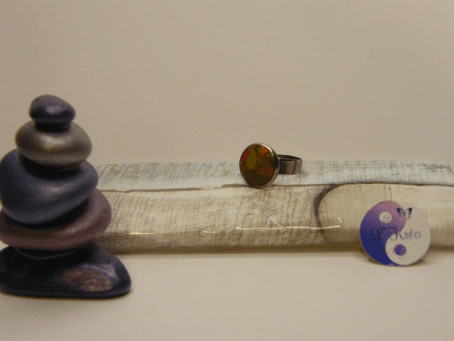 Cabochon Marron/Vert/Rouge